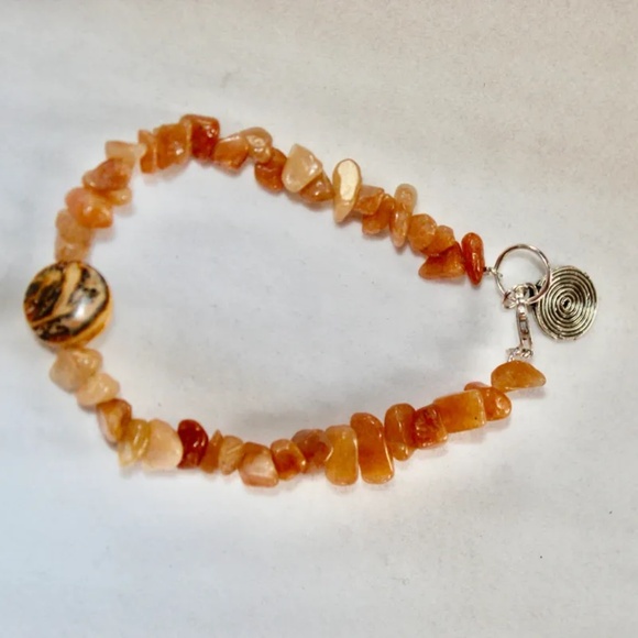 Handbeadeds Orange Hand-Beaded Bracelet, 7-1/4 inch - Picture 1 of 1